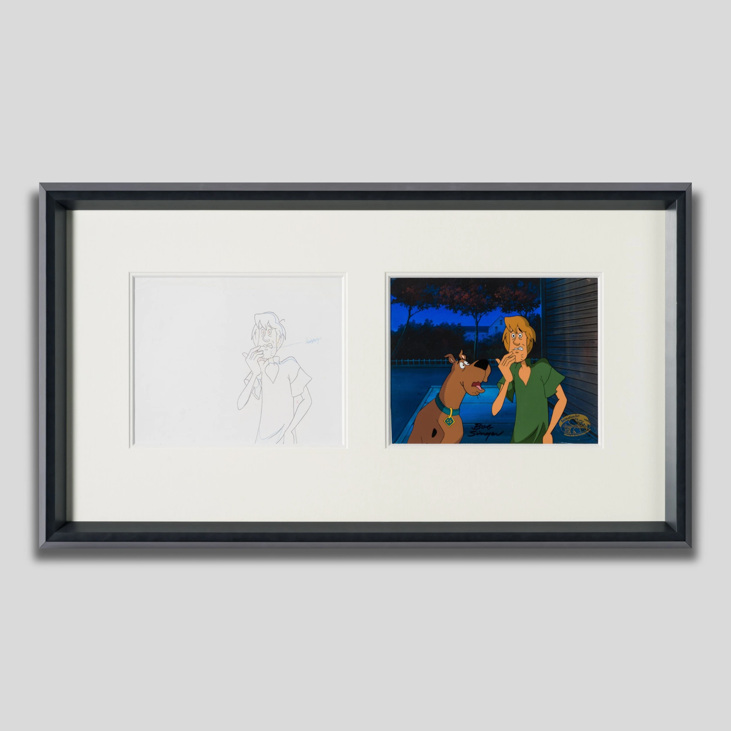 Scooby, Shaggy (9) Original Production Cel And Drawing 1 Scooby, Shaggy (9) Original Production Cel And Drawing