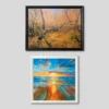 Set Of Two - Sunset Bliss & Autumn Leaves (Canvas On Board)