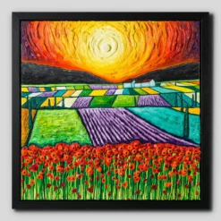 Sunset On Poppy Field