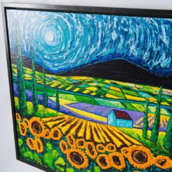 Sunflowers Amongst Cypress Trees | Boxed Canvas -Art Prints Shop sra sle lan 30210 8 sunflowers amongst cypress trees box 2023 03 10T16 14 59