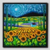 Sunflowers Amongst Cypress Trees | Boxed Canvas