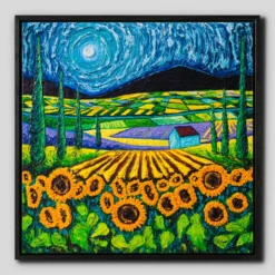 Sunflowers Amongst Cypress Trees | Boxed Canvas